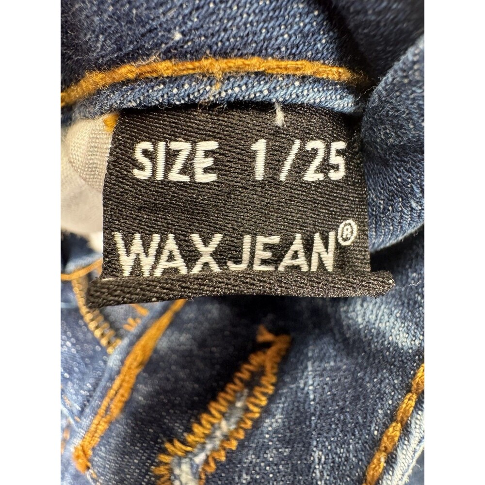 Wax Jean High Rise Denim Skinny Jeans Dark Blue Wash Ripped Distressed Sz 1/25 - Picture 16 of 16